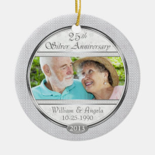 Silver 25th Anniversary Custom Foto Ornament