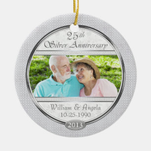Silver 25th Anniversary Custom Foto Ornament