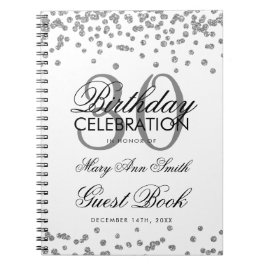 Silver 30. Geburtstag Gästebuch Confetti Notizblock