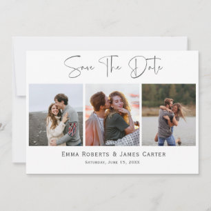 Silver 3-Foto-Save the Date-Karte Save The Date