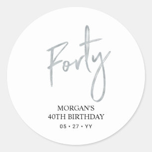 Silver 40. Geburtstag Gefallen Vielen Dank Runder Aufkleber