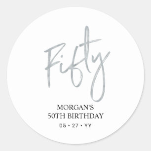 Silver 50. Geburtstag Gefallen Vielen Dank Runder Aufkleber
