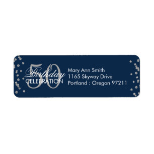 Silver 50. Geburtstag Glitzer Confetti Navy Blau