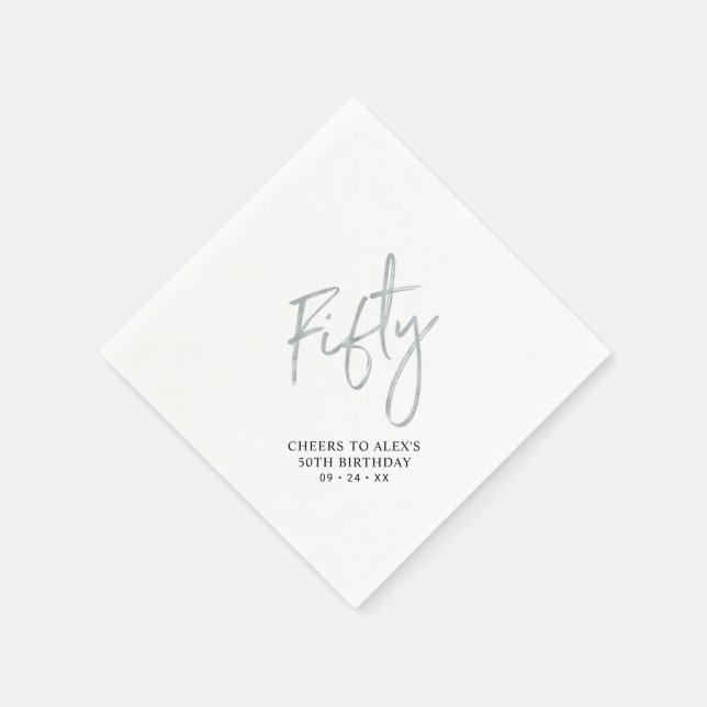 Silver 50 Modern Adult 50. Geburtstagsparty Serviette (Ecke)