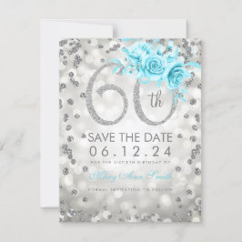 Silver 60. Geburtstag Aquamarin Lights Save the Da Date