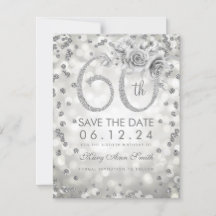 Silver 60. Geburtstag Glam Leuchten Save the Date