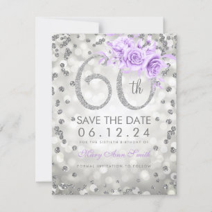 Silver 60. Geburtstag Lila Lights Save the Date