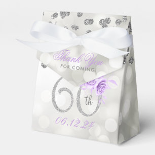 Silver 60 Geburtstag Vielen Dank Lila Blumenleucht Geschenkschachtel