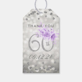 Silver 60. Geburtstag Vielen Dank Lila Glam Lights Geschenkanhänger