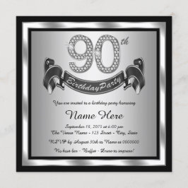 Silver 90. Geburtstagsparty Einladung