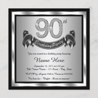 Silver 90. Geburtstagsparty Einladung