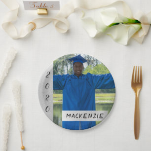 Silver Abschluss Chic Modern Grad Foto Party Pappteller