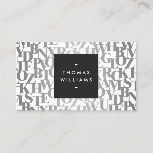 Silver Abstrakt Letterforms II Autoren, Schriftste Visitenkarte