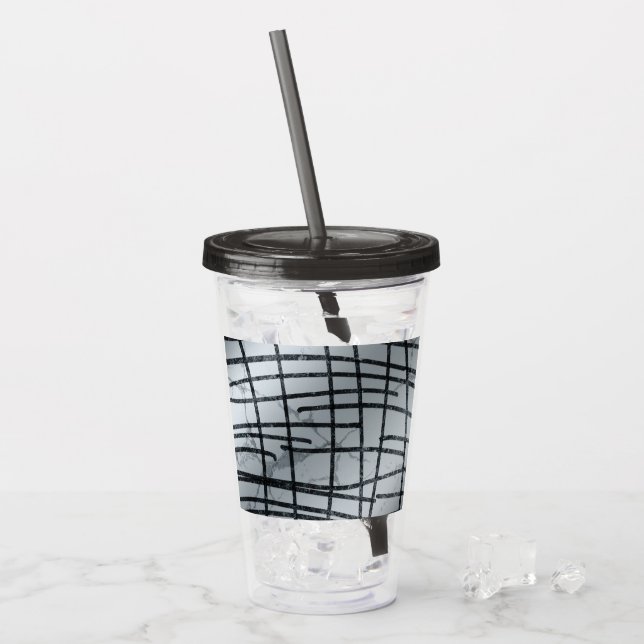 Silver Abstrakt Lines Acryltrinkbecher (Vorderseite Ice)