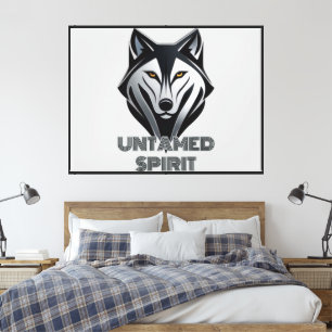 Silver-Accented Wolf Head Black Modern Design Leinwanddruck