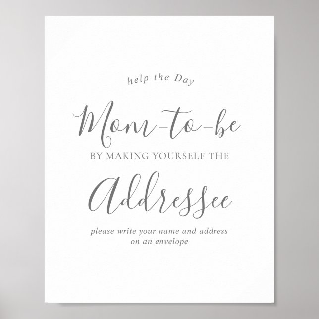 Silver Address a Envelope Baby Shower Sign Poster (Vorne)