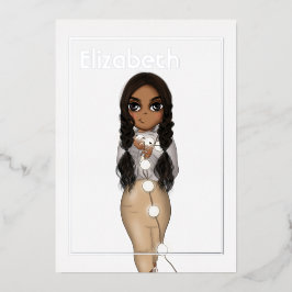 Silver African American Christmas Birthday Foil Folieneinladung