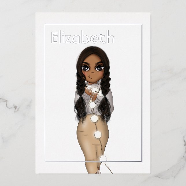 Silver African American Christmas Birthday Foil Folieneinladung (Vorderseite)