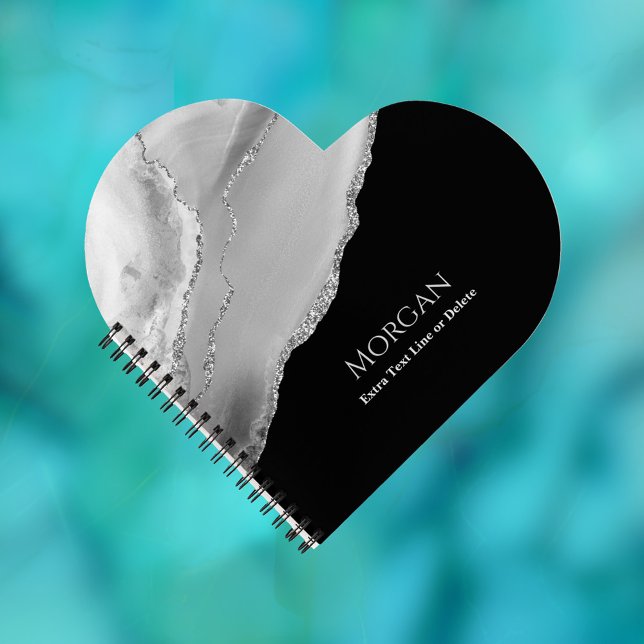 Silver Agate & Glitzer, Name und Textzeile auf Sch Notizbuch (Von Creator hochgeladen)