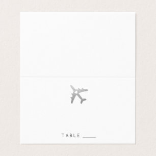 Silver Airplane mit Herzreisen Thema Platzkarte Visitenkarten