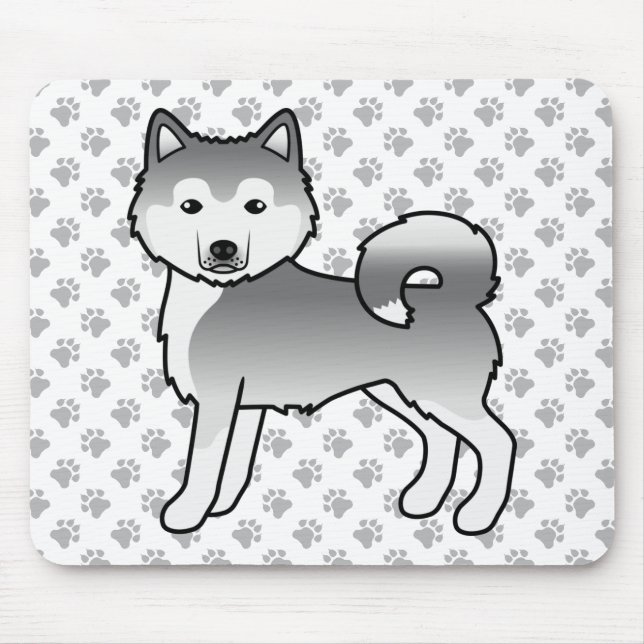 Silver Alaskan Malamute Niedlich Cartoon Dog Mousepad (Vorne)