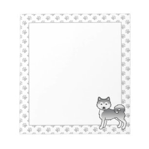 Silver Alaskan Malamute Niedlich Cartoon Dog Notizblock