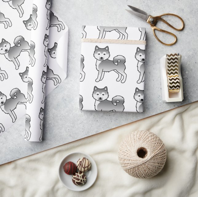 Silver Alaskan Malamute Niedlich Dog Muster Geschenkpapier (Kunsthandwerk)