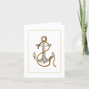 Silver Anchor and Rope Jedem Anlass Note Card Dankeskarte