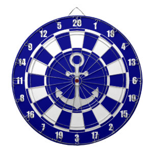 Silver Anchor auf Navy Blue und White Dart Board Dartscheibe