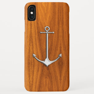 Silver Anchor on Teak Veneer Nautic Lifestyle Case-Mate iPhone Hülle