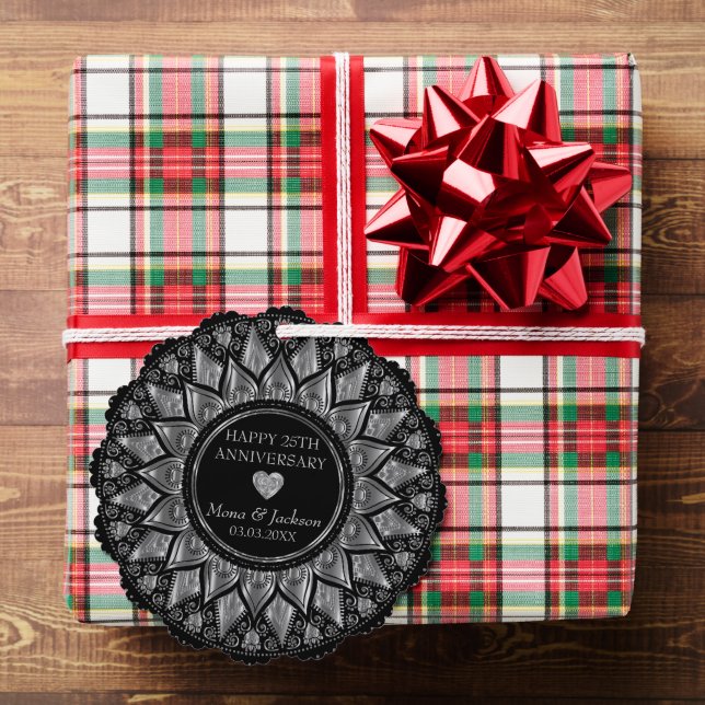 Silver and Black Mandala Hochzeitstag Ornament Karte (Insitu (Geschenk))