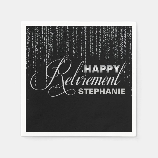 Silver and Black Retirement Party, Custom Napkins Serviette (Vorderseite)