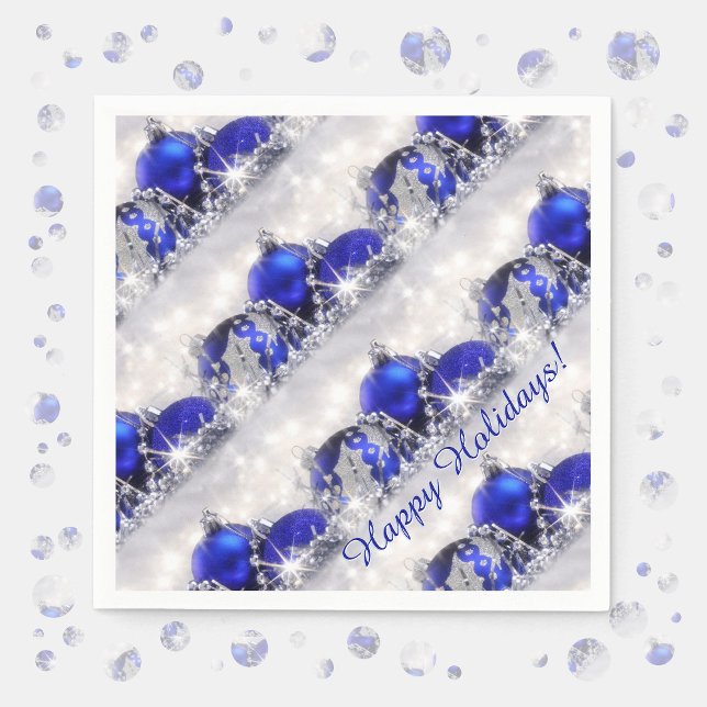 Silver and Blue Christmas Paper Napkins Serviette (Von Creator hochgeladen)