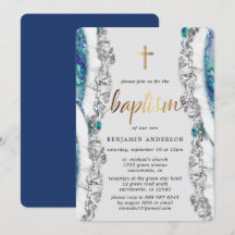 Silver and Blue Mineral Stone Baptisse