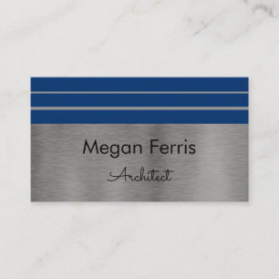 Silver and Blue Minimalistisch Business Card Visitenkarte