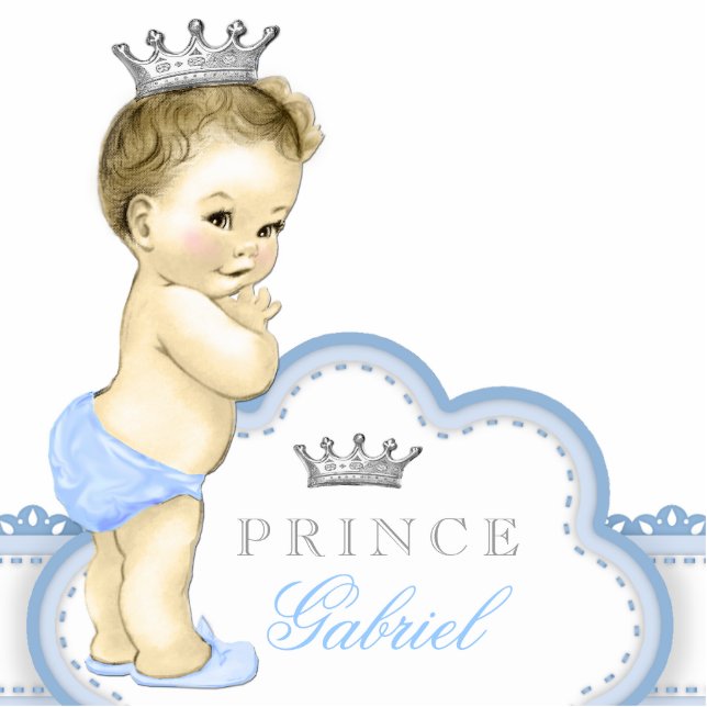 Silver and Blue Prince Baby Boy Freistehende Fotoskulptur (Vorne)