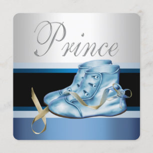 Silver and Blue Prince Baby Dusche Einladung