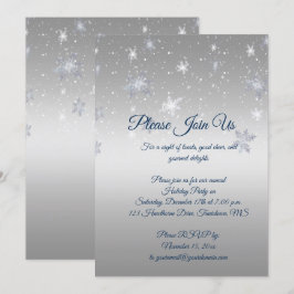 Silver and Blue Snowflakes Weihnachten Party Einladung