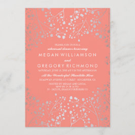 Silver and Coral Gipskraut Probe Dinner Einladung