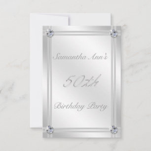 Silver and Diamond Effect 50. Geburtstagspartei Einladung