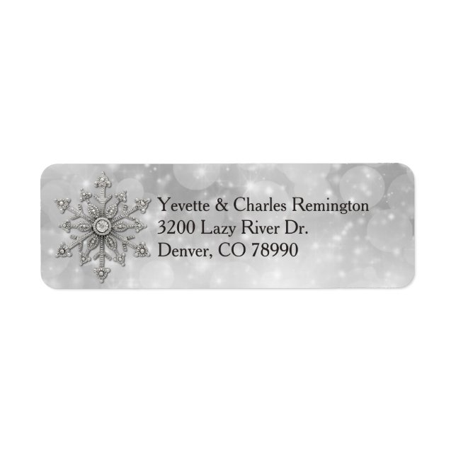 Silver and Diamond Snowflake Address Labels (Vorne)