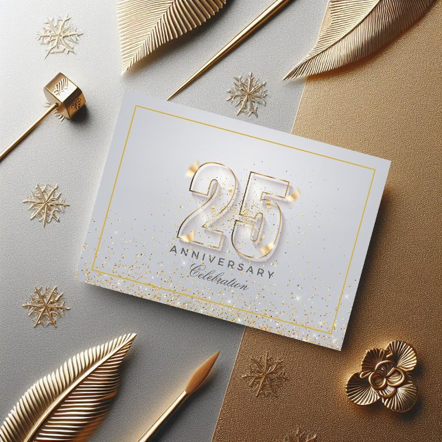 Silver and Gold 25-jährige Jubiläumsfeier Einladung (Silver and Gold 25th Anniversary Celebration Invitation)
