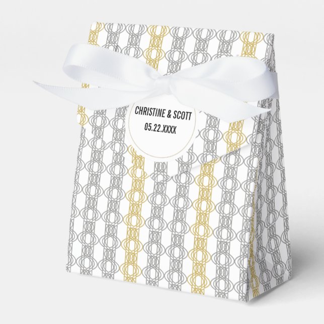 Silver and Gold Elegante Wedding Favor Box Geschenkschachtel (Vorderseite)