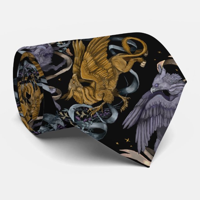 Silver and Gold Griffin Pattern Krawatte (Gerollt)