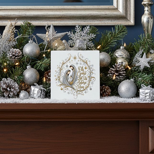 Silver and gold nativity Christmas Fotoplatte (Von Creator hochgeladen)