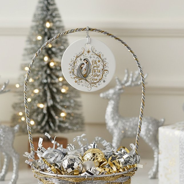 Silver and gold nativity Christmas Geschenkanhänger (Von Creator hochgeladen)