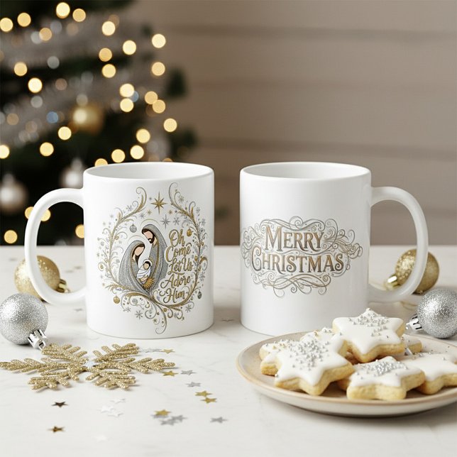 Silver and gold nativity Christmas Kaffeetasse (Von Creator hochgeladen)
