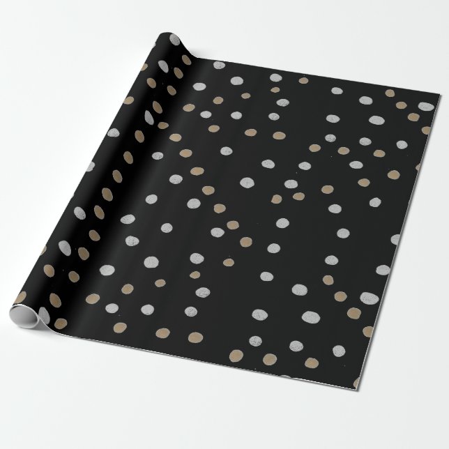 Silver and Gold Polka Dots Geschenkpapier (Ungerollt)