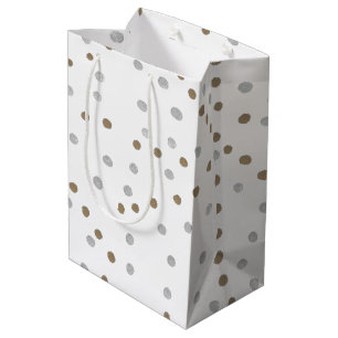 Silver and Gold Polka Dots Mittlere Geschenktüte
