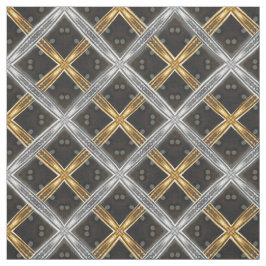 Silver and Gold Ribbon on Black Tile Pattern Stoff